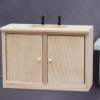 Миниатюрная мебель 1 12 Кукольный домик Раковина Микромасштабный шкаф Имитация шкафа Игрушечная мини-кухня