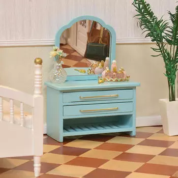 Миниатюрная мебель 1/12 кукольный домик зеркальный шкаф мини игрушка деревянный туалетный столик для учебы