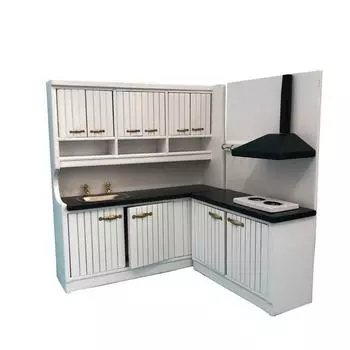 Миниатюрная мебель для кукольного домика масштаба 1:12, деревянный кухонный набор VINATAGE Deluxe Deluxe Dollhouse Kitchen