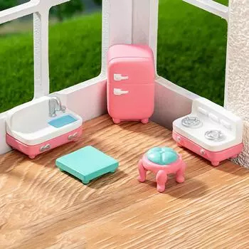 Миниатюрная мебель, украшения, лесная семейная кухня, игрушечный обеденный стол, кукольный домик, аксессуары для ванной комнаты, ролевые игры для девочек, подарки