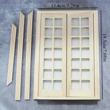 Миниатюрная модель деревянного окна и двери в масштабе 1/12 - DIY миниатюрный реквизит для фотосъемки - Сезонный декор - Идеальный подарок 1 Set