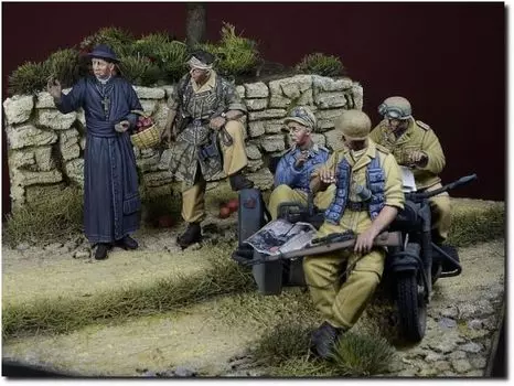 Миниатюрная модель Германии времен Второй мировой войны с итальянскими фронтовыми парашютистами, набор из 5 смоляных деталей DD35256 D-Day 1/35 God Us 1943-44 (человек)