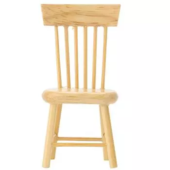 Миниатюрная модель мебели Деревянный обеденный стул для 1:12 Аксессуаров для кукольного домика(Цвет дерева)