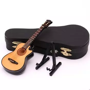 Миниатюрная модель народной гитары с отсутствующим углом, деревянная мини-модель музыкального инструмента, коллекция с S: 10CM