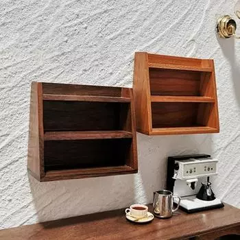 Миниатюрная модель полки для кукольного дома, мебель, мини-деревянный стеллаж для хранения вещей, ролевые игры темно-коричневого