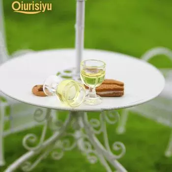 Миниатюрная модель сцены с едой, аксессуары, мини-бокал для высокого вина розовый