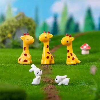 Миниатюрная модель жирафа, кролика, мини-фигурка кролика, настольный садовый ландшафтный орнамент, поделки из смолы, милый декор для дома и офиса 2
