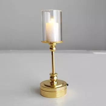 Миниатюрная настольная лампа Yousheng 1:12 масштабных светильников для кукольного домика, реалистичная мини-настольная лампа, работающая от батареек, миниатюрные светильники, декор для кукольного домика золотистый