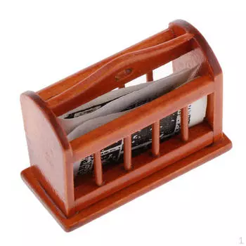 Миниатюрная полка для кукольного домика, деревянная стойка для газет/12 весов, украшения для кукольного дома