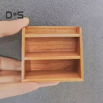 Миниатюрная полка, модель кукольного домика, мебель, мини-деревянный стеллаж для хранения вещей, ролевые игры, миниатюрная настенная полка для кукольного домика масштаба 1/6 1/12 темно-коричневого
