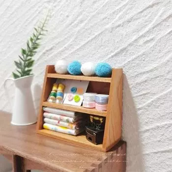 Миниатюрная полка, модель кукольного домика, мебель, мини-деревянный стеллаж для хранения, ролевые игры, миниатюрная стена темно-коричневого