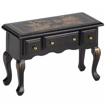 Миниатюрная ретро-модель мебели, деревянный стол, стол для 1 человека:12 Аксессуар для кабинета кукольного домика