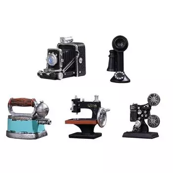 Миниатюрная ретро-швейная машинка из смолы, старинный телефон, камера, садовая статуэтка X3UC