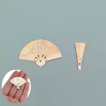 Миниатюрная металлическая резьба по дереву, мебель для кукольного домика, украшение, модель веера, игрушка, кукла, домашний декор, аксессуары 1:12 Кукольный домик 1шт 3.4x5cm золотой