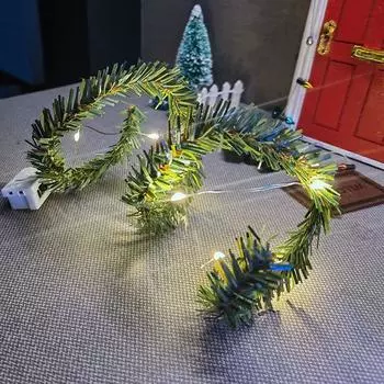 Миниатюрная рождественская светодиодная светящаяся гирлянда, украшение для кукольного домика, ремесло, аксессуары для поделок, детские рождественские подарки, игрушки