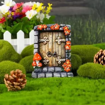 Миниатюрная садовая волшебная дверь без заусенцев, отличные деревянные ворота, украшения для двора и газона C