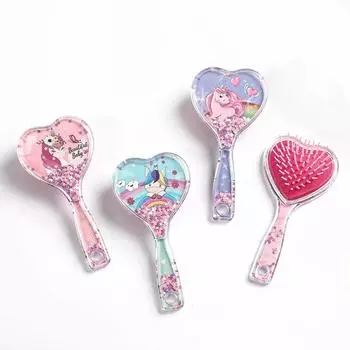 Миниатюрная симпатичная мультяшная расческа Unicron для маленьких детей, девочек, блестящая, милая, для массажа малышей, портативная, для путешествий, детская расческа