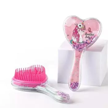 Миниатюрная симпатичная мультяшная расческа Unicron для маленьких детей, девочек, блестящая, милая, для массажа малышей, портативная, для путешествий, детская расческа