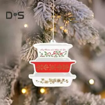 Миниатюрная складная чаша, украшение, плоская акриловая рождественская елка, подвесное украшение, винтажные складные чаши, украшение в форме подарка для любителей кулинарии B