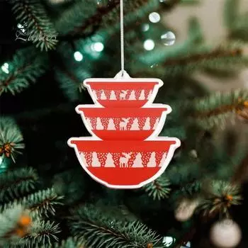 Миниатюрная складная чаша, украшение, плоская акриловая рождественская елка, подвесное украшение, винтажные складные чаши, украшение в форме подарка для любителей кулинарии B