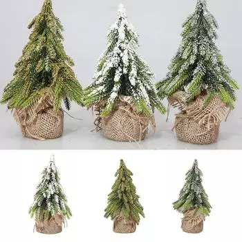 Миниатюрная снежная сосна из мешковины, устойчивая мини-рождественская елка, креативная гостиная золотой