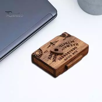 Миниатюрная спиритическая доска с ящиком, деревянная доска для спиритических сеансов ручной работы, украшение, мини-доска для спиритических сеансов с планшеткой 1pc