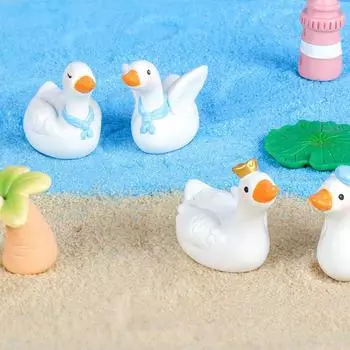 Миниатюрная статуэтка из смолы «Белый лебедь», фигурки для ландшафтного кукольного домика, украшения для домашнего рабочего стола, аксессуары для самостоятельного изготовления, подарок