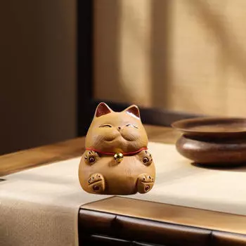 Миниатюрная статуэтка кошки Lucky Cat Purple Sand размером 5,2x5,8 см, очаровательная мини-фигурка для чайного питомца