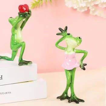 Миниатюрная статуэтка лягушки, скульптура лягушки из смолы, забавная статуэтка для домашнего декора, рабочего стола, спальни, офиса, класса