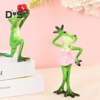 Миниатюрная статуэтка лягушки, скульптура лягушки из смолы, забавная статуэтка для домашнего декора, рабочего стола, спальни, офиса, класса A