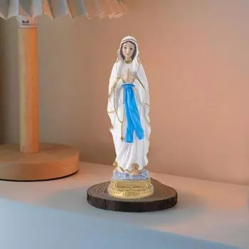 Миниатюрная статуэтка, привлекающая внимание, прозрачная текстура, устойчивая основа из смолы, статуэтка Девы Марии, скульптура, домашний декор