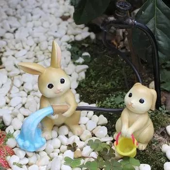 Миниатюрная статуэтка, украшение для цветочного горшка, симпатичные аксессуары для цветочного горшка, статуэтка из смолы, подходит для террасы, двора, украшения One Size