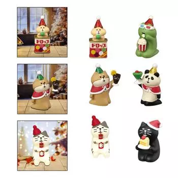 Миниатюрная статуэтка животного, рождественская миниатюрная фигурка для праздничного стола, книжной полки