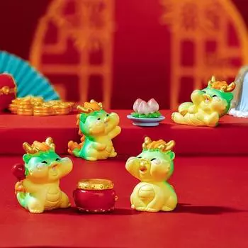 Миниатюрная статуя мультяшного дракона, очаровательный внешний вид, забавная поза, насыщенный цвет, мини-фигурка дракона, пейзажный орнамент J