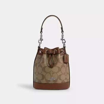 Миниатюрная сумка-мешок Coach из фирменной парусины