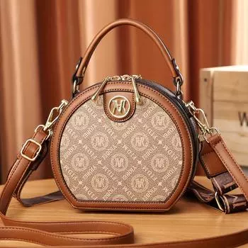 Миниатюрная винтажная сумка через плечо, круглая сумка через плечо в стиле ретро, женская модная сумочка и кошелек для монет