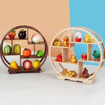 Миниатюрная витрина, мебель в китайском стиле, круглая декоративная полка, украшение для 1:12 Миниатюрная модель кукольного домика