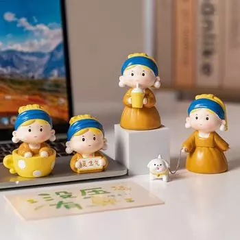 Миниатюрная жемчужина для девочки из смолы, украшение из мультфильма «Автомобиль», статуэтка для стола в виде девочки из жемчуга Style 3