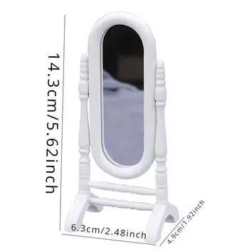 Миниатюрное деревянное зеркало для туалетного столика в масштабе 1/12 - Модель-украшение - Реквизит для миниатюрной фотографии своими руками - Сезонный декор - Идеальный подарок 1PC