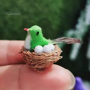 Миниатюрное гнездо для птиц, микроландшафтный декор, мини-птица из пенопласта с яйцами, миниатюрное украшение в виде гнезда для кукольных домиков в масштабе 1/6 1/12 розы красного