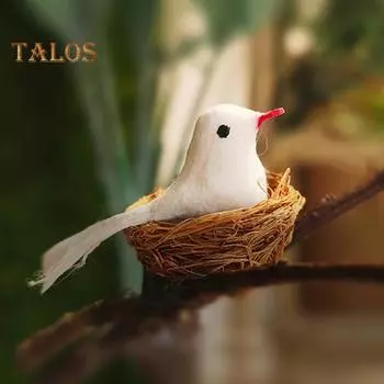 Миниатюрное гнездо для птиц, микроландшафтный декор, мини-птица из пенопласта с яйцами, миниатюрное украшение в виде гнезда для кукольных домиков в масштабе 1/6 1/12 оранжевый