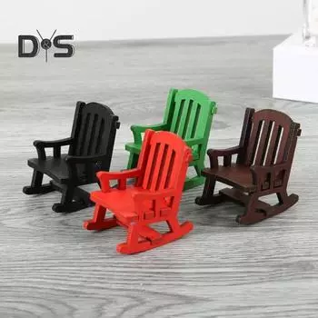 Миниатюрное кресло-качалка 1:12/1:16 масштабных декоративных моделей из дерева, миниатюрный стул, фигурка, кукольный домик, дизайн интерьера, аксессуары красный