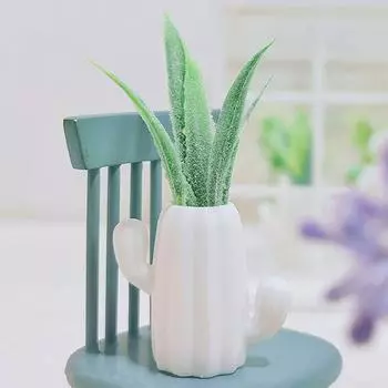 Миниатюрное растение в горшке Мини-домик из смолы Зеленое растение Куклы Домашний декор стола Миниатюрная сцена Аксессуары для детей 1:Мини-дом 12 масштаба зелёный