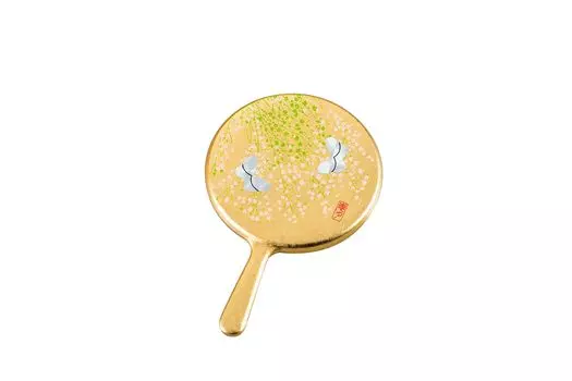 Миниатюрное ручное зеркало компании Nakatani Brothers Company с позолотой и серебряным листом, ручная работа, Миябино Яманака-нури 37-0506 золотой