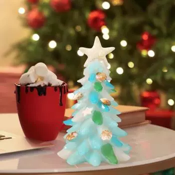 Миниатюрное украшение на рождественскую елку из морского стекла, морская звезда, ракушка, фигурка на морскую тематику, рождественская елка, прибрежное праздничное украшение на стол из смолы A