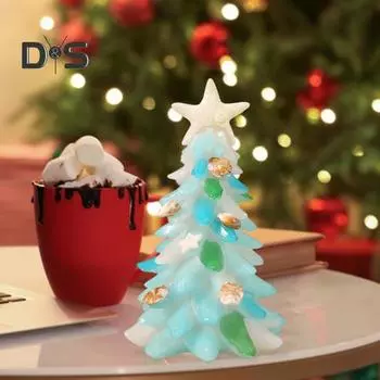 Миниатюрное украшение на рождественскую елку из морского стекла, морская звезда, ракушка, фигурка на морскую тематику, рождественская елка, прибрежное праздничное украшение на стол из смолы A