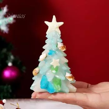 Миниатюрное украшение на рождественскую елку из морского стекла, морская звезда, ракушка, фигурка на морскую тематику, рождественская елка, прибрежное праздничное украшение на стол из смолы A