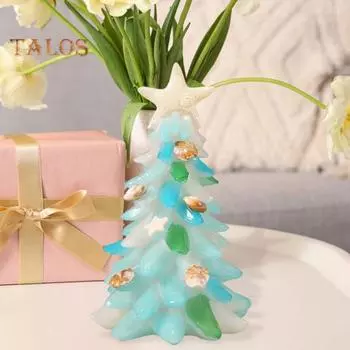 Миниатюрное украшение на рождественскую елку из морского стекла, морская звезда, ракушка, фигурка на морскую тематику, рождественская елка, прибрежное праздничное украшение на стол из смолы A