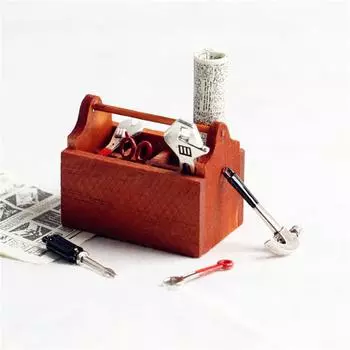 Миниатюрные аксессуары для кукольного домика, модель сцены, набор инструментов из сплава, мини-деревянный набор инструментов, аксессуары для миниатюрного кукольного домика, домашний декор