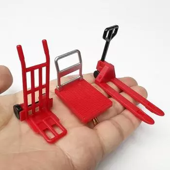 Миниатюрные аксессуары для кукольного домика, тележка с платформой, вилочный погрузчик, набор ручных тележек, украшение для сцены кукольного дома, мини-плоская тележка, тележка с поддонами, тележка с мешком на тележке синий